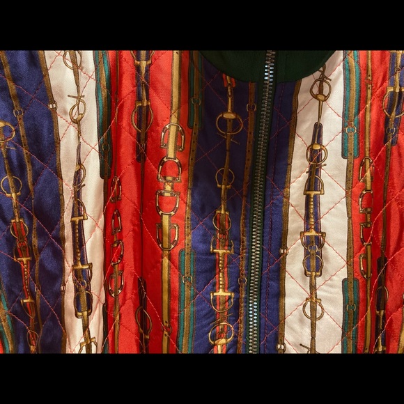 New Silk Authentic Gucci Horsebit Logo Zipper Jacket M - Picture 4 of 12